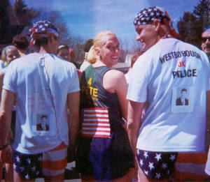 Mike Q, Jackie, and JK at the Boston Marathon