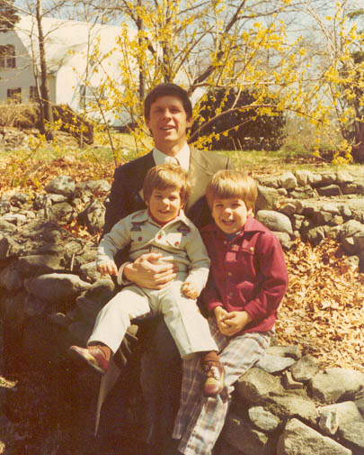 Dad, Peter, and Vandy in April 1977