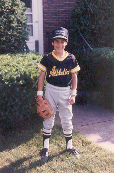 Peter in his baseball uniform in 1985