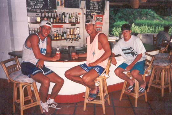 Vandy, Peter, and Chris at a bar in Barbados