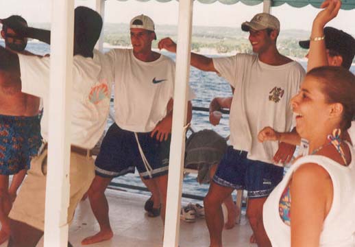 Vandy, Peter, and Dad dancing in Barbados