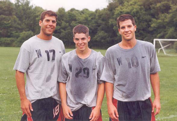 Pete, Chris, and Van on Winchester FC in 1999