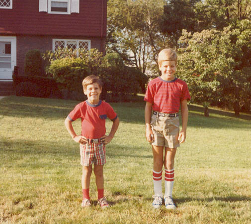 Peter and Vandy on first day of school 1980